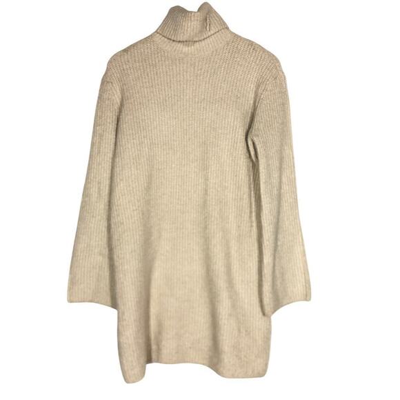 Steve Madden Abbie Sweater Dress Knit Turtleneck Long Sleeve Mini Oatmeal Small - Picture 3 of 11